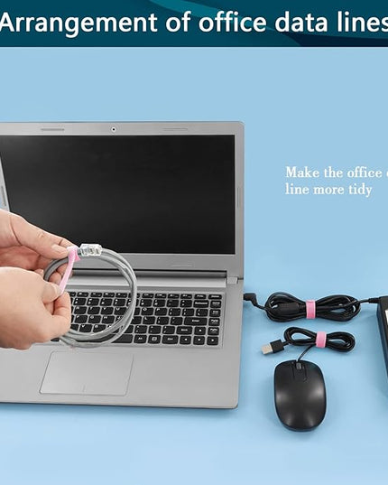 YOVXLO 50PCS 6 Inch Reusable Cable Ties, Adjustable Fastening Ties, Microfiber Cloth for Computer Link Cable Cord Management (Pink)