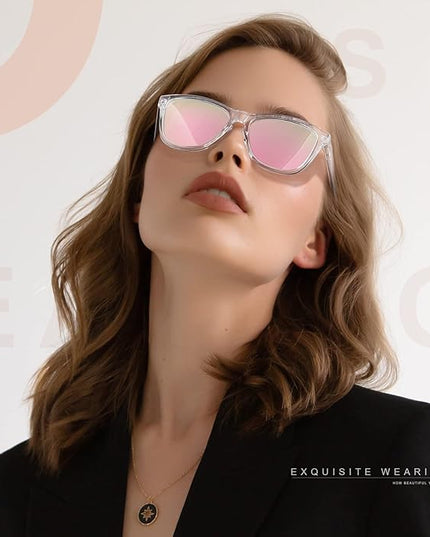 DANAMY Sunglasses Womens Polarized Sunglasses for Women Trendy Designer Mirrored UV400 Protection Sun Glasses