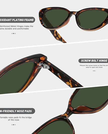 Retro Vintage Narrow Cat Eye Sunglasses for Women 90s Small Chic Style Trendy Sunnies UV400 Protection FZN7514