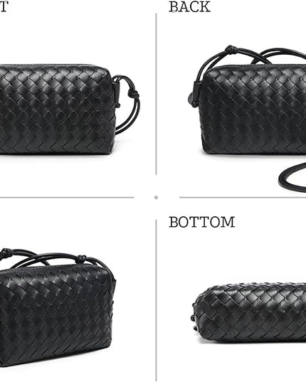 Woven Leather Crossbody Bag,Small Woven Crossbody Purse for Women, Mini braided Clutch Shoulder Handbag,Light Weight