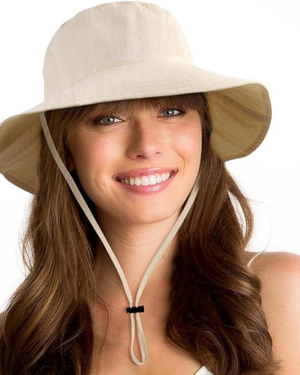 Water-Resistant Sun UPF 50+ Bucket Hat Protection Packable Brimmed Boonie for Women Men Summer Lightweight Hiking Outdoor Cap