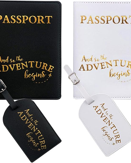 Passport Wallets Travel Holder Set,his and her passport holder and luggage tags,Honeymoon gift, Slim Passport Case Covers and Organizer Slots Couple Travel Luggage Tags