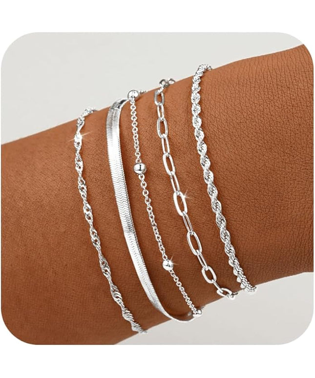 BERISO Gold Bracelets for Women, Elegant Adjustable 14K Gold Plated Bracelet for Women, Trendy Minimalist Dainty Gold Bracelet for Everyday Wear
