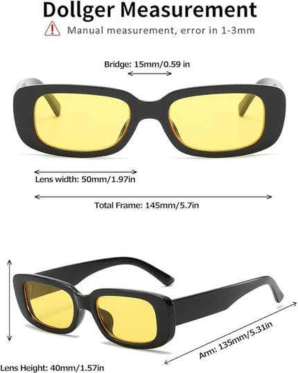 Dollger Rectangle Sunglasses for Women Men Trendy Retro Fashion Sunglasses UV 400 Protection Square Fram