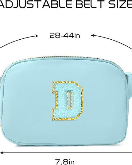 Gitus Gifts for 8 9 10 11 12 Year Old Girls Belt Bag Fanny Pack Crossbody Bags with Initial Letter Patch Cute Stuff Birthday Gifts for Teen Girls Women Personalized Trend Stuff (Icing Blue-D)