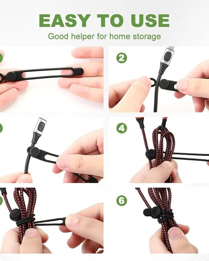 Data Cable Organizer, 2026 Upgrade Silicone Headphone Organizers, Silicone Cable Ties Reusable Cable Management Organizers Multipurpose Elastic Cord Organizer for Bundling and Fastening Cables (5Pcs)