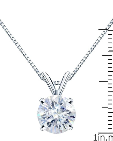 1/2 to 3 1/2 Carat Round Moissanite Solitaire Pendant Necklace in 14k Gold (H-I, cttw) 4-Prong 16 to 18 Inch Adjustable Chain Spring Ring by Diamond Wish