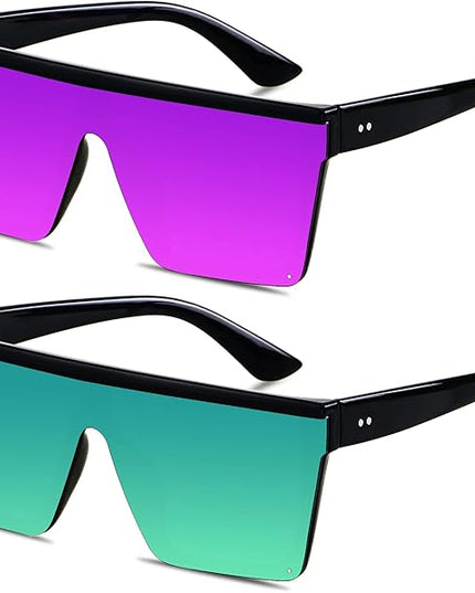 LYZOIT Square Oversized Sunglasses for Women Men Big Flat Top Fashion Shield Large UV Protection Rimless Shades