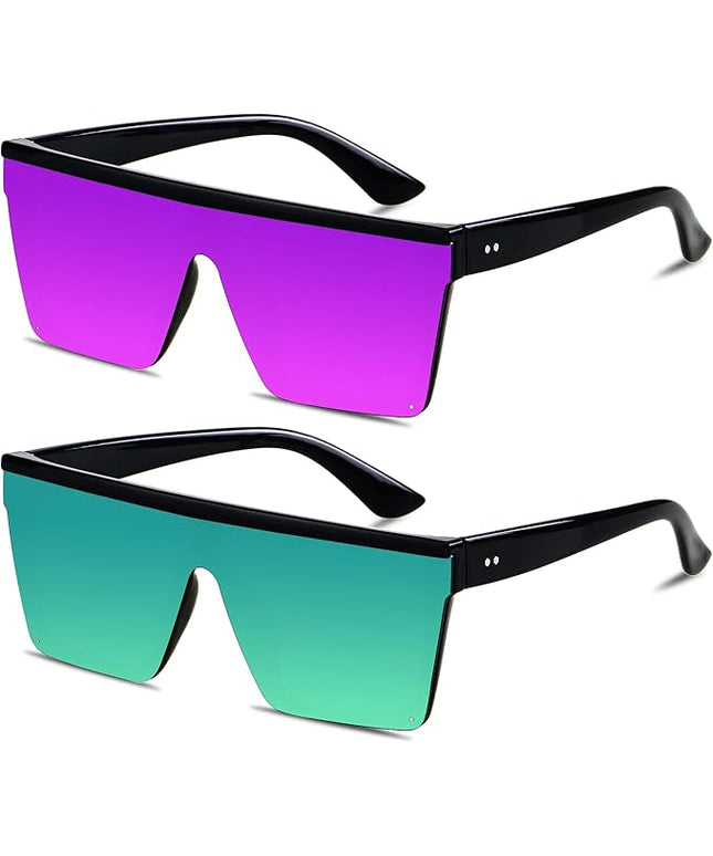 LYZOIT Square Oversized Sunglasses for Women Men Big Flat Top Fashion Shield Large UV Protection Rimless Shades