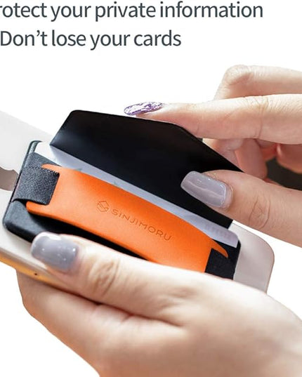 Sinjimoru Phone Grip Card Holder with Phone Stand, Secure Stick on Wallet for iPhone with Kickstand for Table. Sinji Pouch B-Grip Silicone Midnight Blue