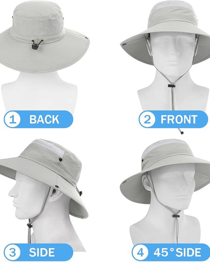 3 Pack Mens Boonie Sun Hat UV Protection Outdoor Bucket Fishing Hat for Hiking Safari & Gardening