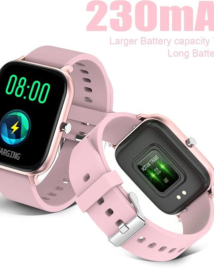 Smart Watch for Men Women Compatible with iPhone Samsung Android Phone 1.69 inch Full Touch Screen IP68 Waterproof Bluetooh Fitness Tracker Heart Rate/Sleep Monitor (Pink)