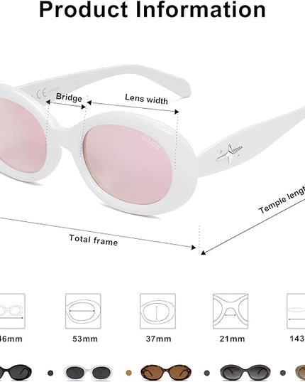 SOJOS Small Retro Oval Polarized Sunglasses for Women Men 90s Vintage UV400 Protection Tiny Sun Glasses SJ2286