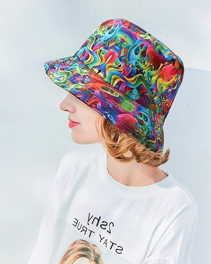 Malaxlx Unisex Bucket Hat Beach Sun Hat Aesthetic Fishing Hat for Men Women Teens, Reversible Double-Side-Wear