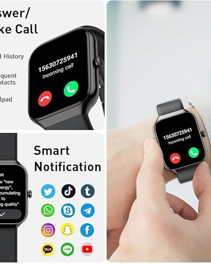 Smart Watch(Answer/Make Call), 1.96" HD Smartwatch for Men Women, 2025 Fitness Watch with 110+ Sport Modes/Heart Rate/Sleep Monitor/Pedometer, IP68 Waterproof Fitness Activity Tracker for Android iOS