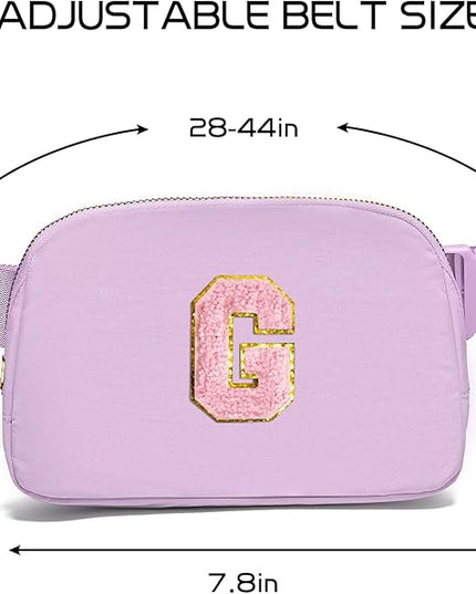 Gitus Initial Belt Bag Fanny Pack Crossbody Bag for Girls Birthday Gifts Age 8-10 Teen Girl Gifts Trend Stuff Personalized Letter Gifts for Daughter Sister (Lavender-G)