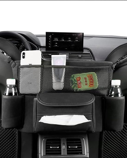 JEYODA Car Handbag Holder Between Seats Suede Large Capacity Car Purse Holder Automotive Consoles & Organizers for Document Phone Storage Car Organizer(1925-style 2 black)