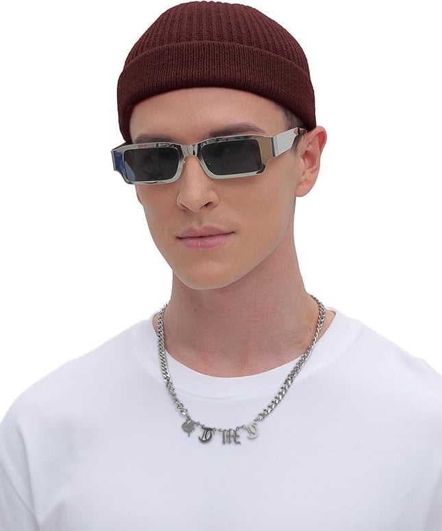 ROYBENS Thin Swag Wool Short Fisherman Beanie for Men Women, Knit Cuff Trawler Beanie Watch Hat, Soft Spring Fall Skull Cap
