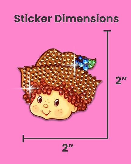 StickerBeans® Rhinestone Stickers BOY Meets Girl® x Strawberry Shortcake® 4-Pack, 2” x 2” Sparkly Cut-to-Shape Adhesive for Collecting, Trading, Scrapbooking, Laptops, Phone Cases for Kids & Teens