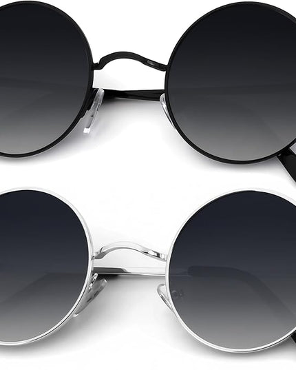 KALIYADI Round Polarized Sunglasses for Men Women Retro Metal Hippie Circle Style Sun Glasses UV Protection