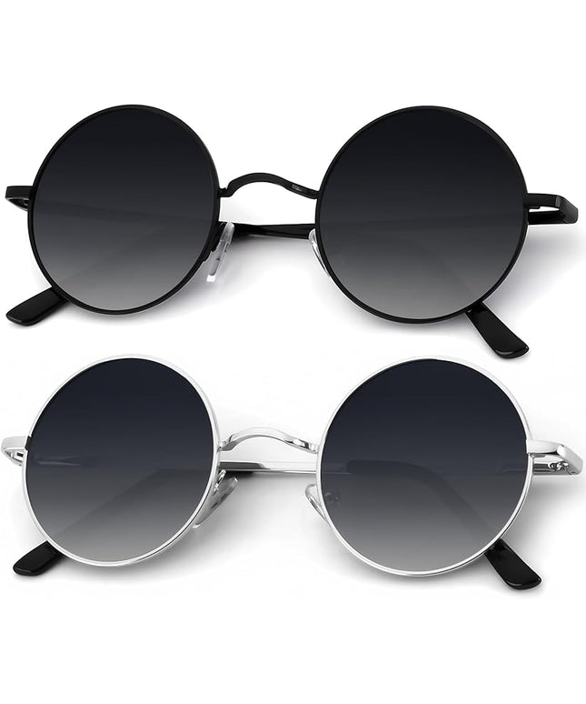 KALIYADI Round Polarized Sunglasses for Men Women Retro Metal Hippie Circle Style Sun Glasses UV Protection