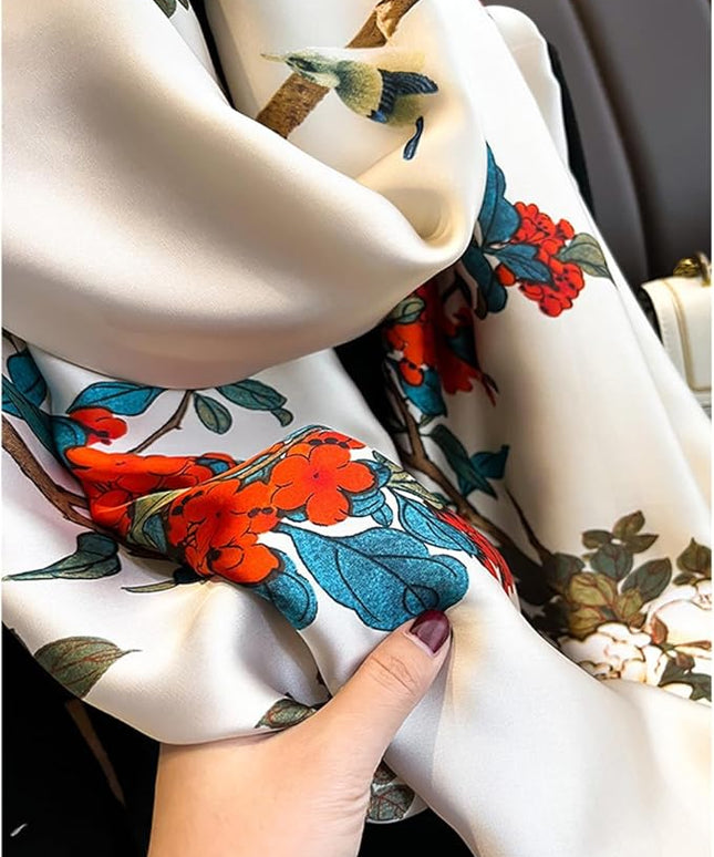 Fashion Scarves Scarf 100% Silk Feeling Scarf Silk Like Scarves Long Lightweight Sunscreen Shawls for Women