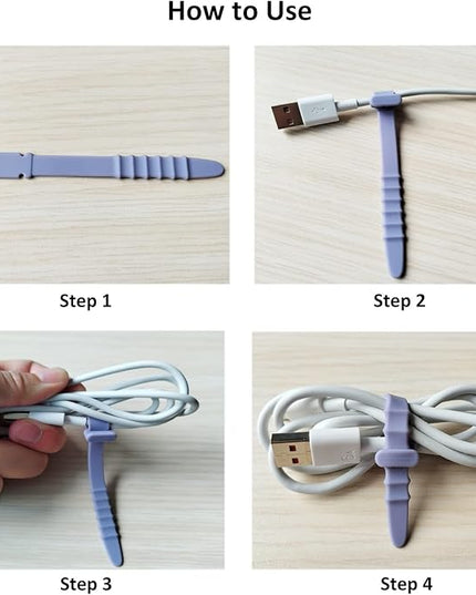 Reusable Silicone Zip Ties Cord Organizer: Silicone Cable Ties Straps for Cable Management - 20PCs 4.5” Pink Elastic Wire Cord Organizer for Home Office and Travel