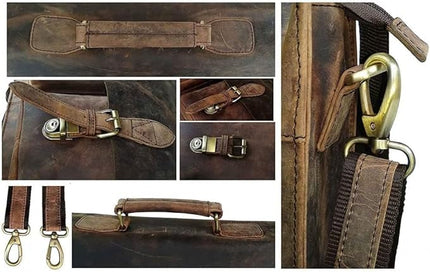 cuero Retro Brown Laptop Messenger Bag Office Briefcase Crossbody Travel Bag For Men And Women Bag Office Laptop Bag