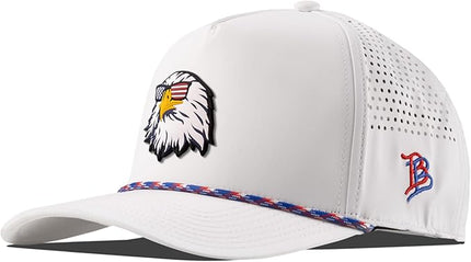 Branded Bills Party Eagle PVC Curved 5 Panel Rope Hat, Fits 7-7 7/8, Adjustable Snapback | Lightweight, Comfort Stretch