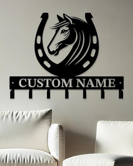 peanut case Personalized Farm Horse Keys Hooks,Custom Name Metal Cowboy Horse Art Keys Hooks,Metal Horse Lover Wall Home Storage Decorative Keys Hooks,Key Holder Hooks for Wall (Style G)