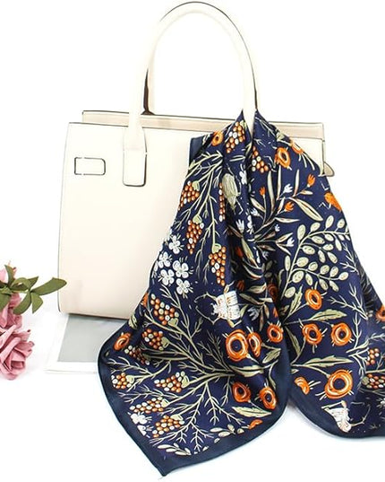 ANDANTINO 100% Real Mulberry Silk Scarf -21'' x 21''- Lightweight Neckerchief –Women Men Small Square Digital Printed Scarves