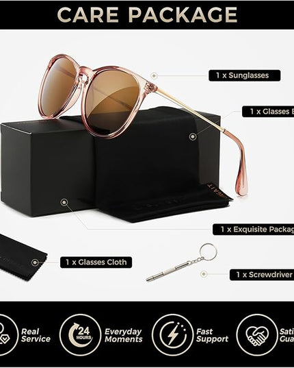 SUNGAIT Premium Vintage Round Sunglasses for Women Men Classic Retro Trendy Style