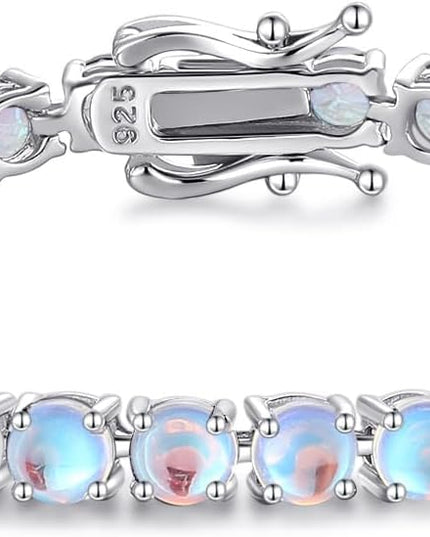 FANCIME Birthstone Bracelet Sterling Silver Gemstone Tennis Bracelets Fine Jewelry Wedding Bridal Prom Birthday Gift for Women Her, Length 7.2 Inch Width 4mm