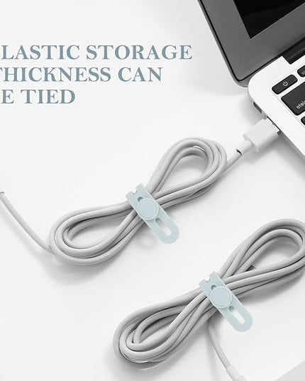 Donruby 30Pcs Silicone Cable Ties - Reusable & Washable with Adjustable Locking Buckles, High Elasticity Cable Management Straps for Home, Office, School, Travel Essential Cord Organizer (Blue)