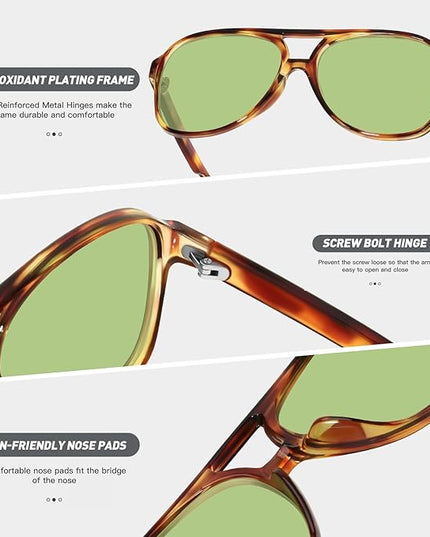 YDAOWKN Retro Aviator Sunglasses for Women Mens Large Frame Classic Vintage 70s Sun Glasses Aviators