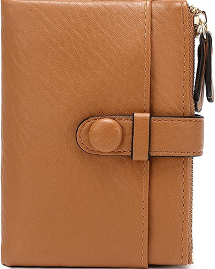 AOXONEL Women's Wallets Leather Wallets for Women Rfid Small Ladies Wallet Billfolds for Women,Trifold Mini Wallets for Women with Double Zipper Coin Pocket (Brown)