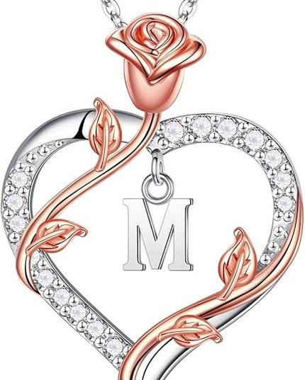 Iefil Christmas Gifts for Women Wife - 925 Sterling Silver Heart Initial Necklace, Anniversary Birthday Gifts for Women, Jewelry Gift for Wife Girlfriend Mom
