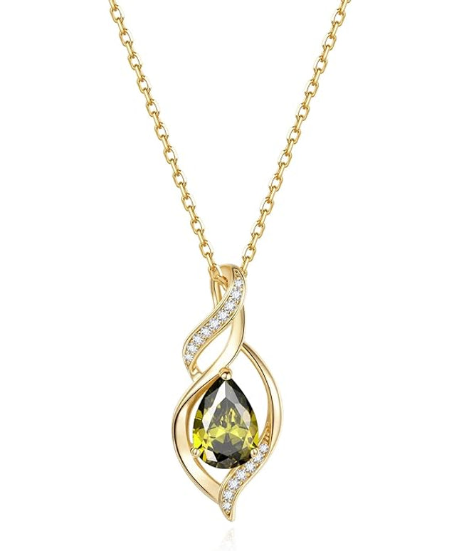 FANCIME Birthstone Necklace for Women Teardrop Necklace S925 Sterling Silver Infinity Love Birthday Gifts for Mom Women Girls, 16"+2" Inches