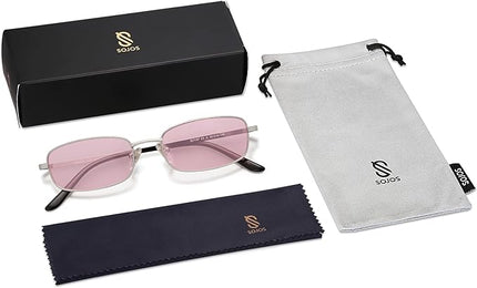 SOJOS Small Trendy Rectangle Sunglasses Womens Mens, Retro 80s 90s Y2k Chic Narrow Thin Skinny Sunnies SJ1187
