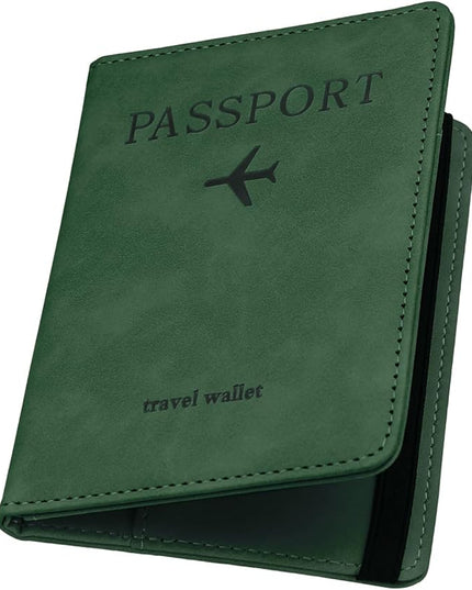 ILIYAH-Passport Cover-Passport Holder Travel Wallet-RFID Blocking Passport Case Travel Accessories Card Holder Wallet Unisex Travel Gifts(Green)