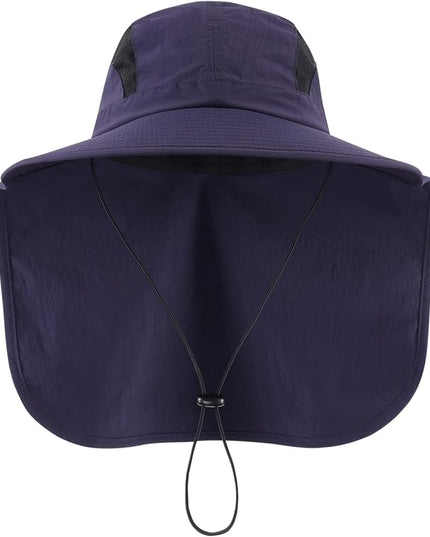 Home Prefer UPF 50+ Sun Hats for Men Women Wide Brim Fishing Hat with Neck Flap UV Protection Sunblock Safari Bucket Hat