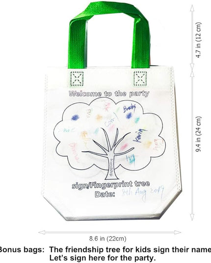Sand Flower Eco Reusable Coloring Carnival Animal Art Party Goodie Bags with Guestbook Bags (12 PCS)