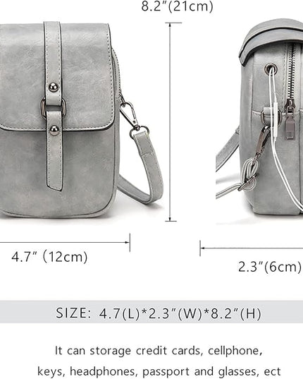 myfriday Vintage Crossbody Phone Bag for Women, Small PU Leather Shoulder Purse and Handbag with Tassel&Rivet Decoration