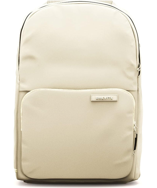 BREVITE The Backpack- Casual daypack backpacks for every function. Compact but spacious 18L aesthetic traveling backpack with laptop compartment. (Tan)