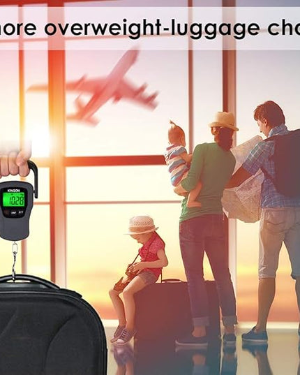 Digital Hanging Luggage Scale with Comfortable Handle and Large Hook, 110lb/50kg, Backlit Portable Scale for Travel Fishing with Tare/Hold Function, AAA Batteries Included, Grey