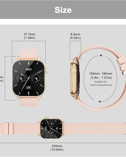Smart Watches for Men Women, 1.85'' AMOLED HD Fitness Tracker with 100+ Sports Modes, Smartwatches with Bluetooth Call/Heart Rate/Sleep Monitor/Pedometer, IP68 Waterproof Watch for Swimming, Gold