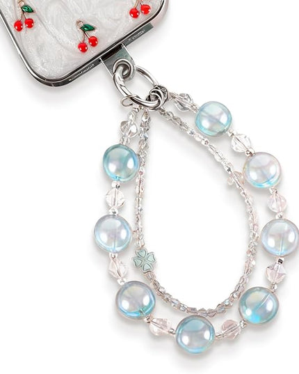 Phone Charm for Women, Anti-Theft Phone Wrist Strap Hands-Free & Beaded Chain,Tether Tab