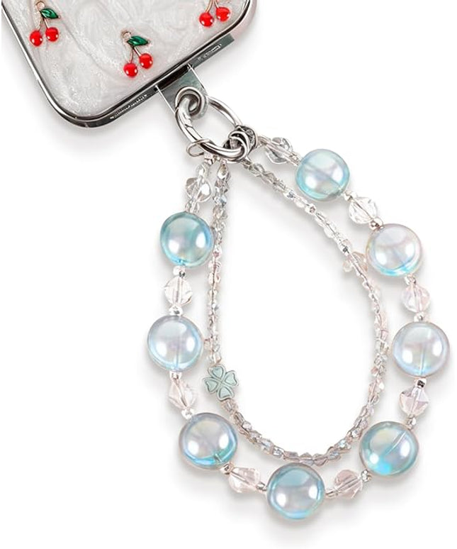 Phone Charm for Women, Anti-Theft Phone Wrist Strap Hands-Free & Beaded Chain,Tether Tab