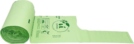 UNNI Compostable T-Shirt Bags with Tie Handles, 13 Gallon / 49.2 Liter, 60 Count - 2 rolls × 30, 0.87 mil Tall Kitchen Compost Liners, Certified by BPI, CMA & OK compost HOME, Meets ASTM D6400
