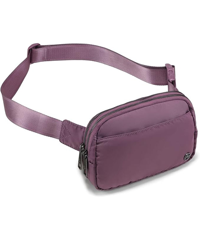 Pander Everywhere Belt Bag for Women, 5 Zipper Pockets Nylon Crossbody Fanny Pack Purse (Purple Lavender)